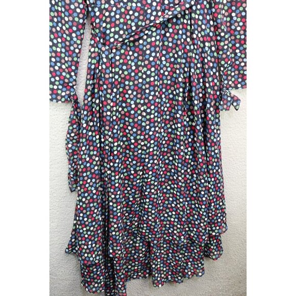 Betsy Johnson Polka Dot Long Sleeve Maxi Wrap Dress-Size 14-Fairy Grunge - Picture 12 of 14